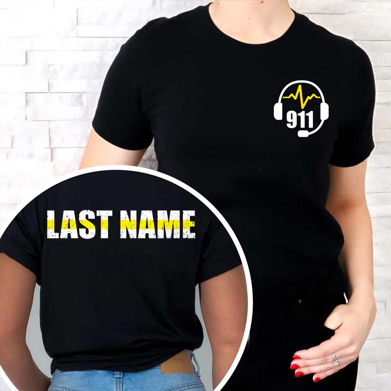 Personalized 911 Dispatcher Shirt - Thin Gold Line Shirt - 911 Dispatcher Gift