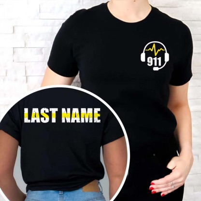 Personalized 911 Dispatcher Shirt - Thin Gold Line Shirt - 911 Dispatcher Gift