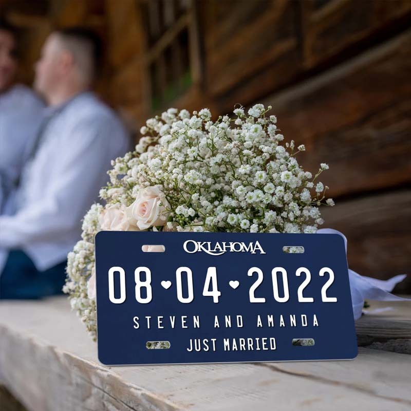 Custom Wedding Car License Plate - Wedding Date Sign- Romantic Plate