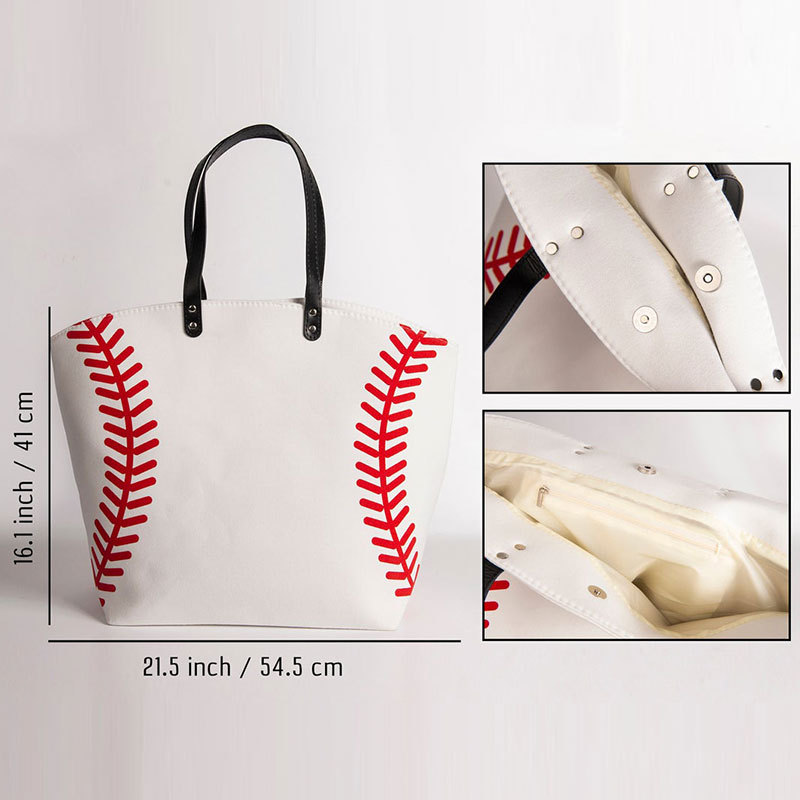 Personalized Oversize Canvas Baseball Tote Bag