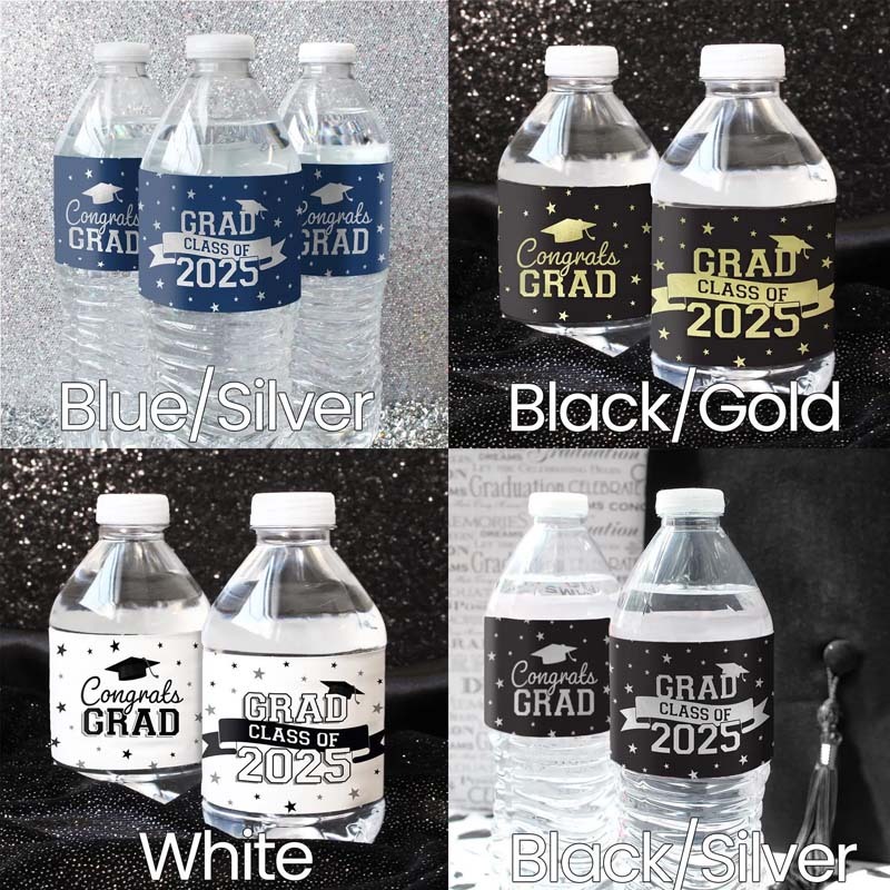 2025 Graduation Water Bottle Labels | Class of 2025 Graduation Party Favors | Grad Party Decorations