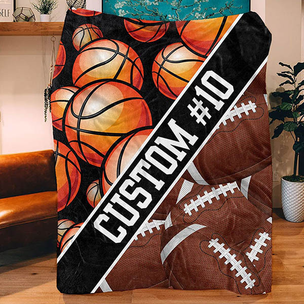 Personalized Multi Sport Ball Blanket with 2 Kinds of Sport