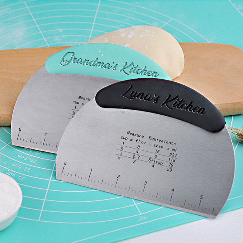 Personalized Pastry Bench Scraper, Laser Engraved Dough Cutter