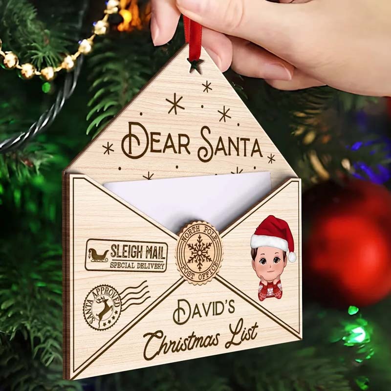 Letter To Santa Personalized Wooden Ornament, Christmas Gift For Little Ones
