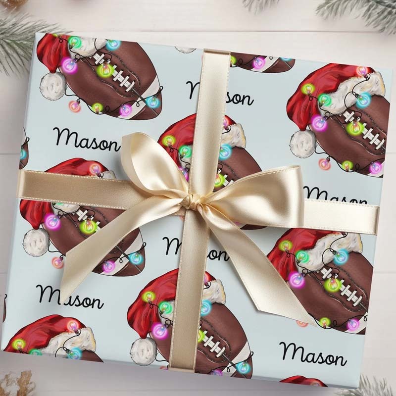 Personalized Football Fan Christmas Wrapping Paper For Football Lover