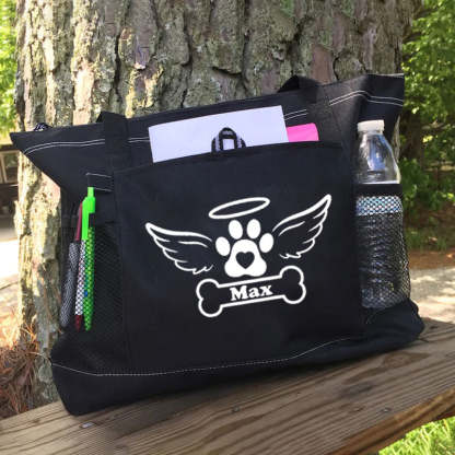 Pet Dog Memorial Tote Bag, Angel Wings Personalized Tote Bag, Custom Tote Bag