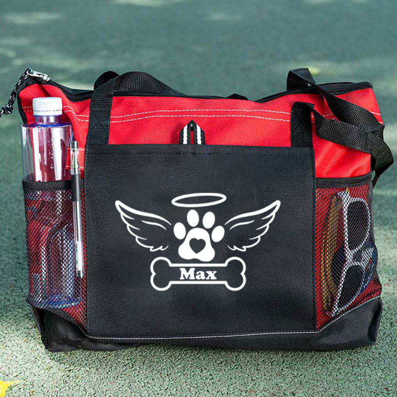 Pet Dog Memorial Tote Bag, Angel Wings Personalized Tote Bag, Custom Tote Bag