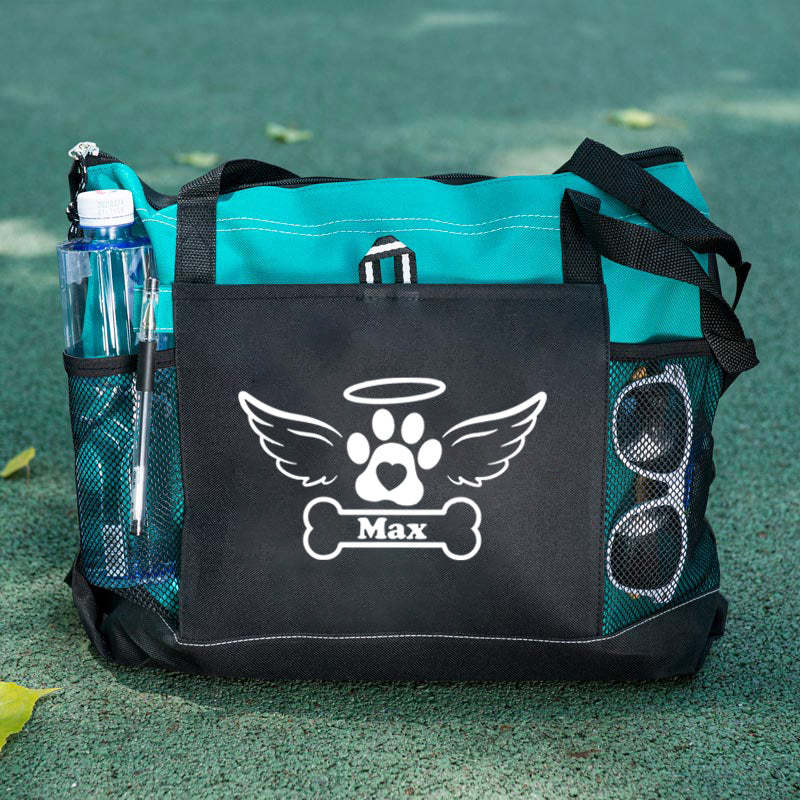 Pet Dog Memorial Tote Bag, Angel Wings Personalized Tote Bag, Custom Tote Bag