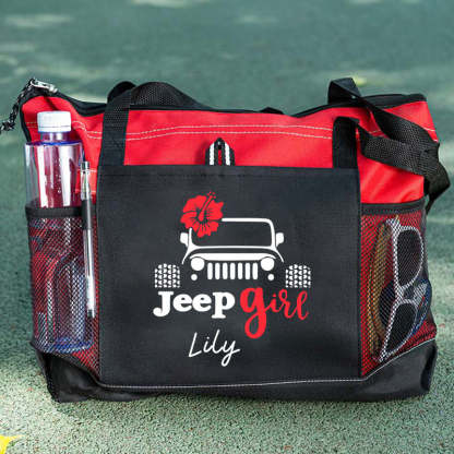 Flower Tote Bag, Jeep girl Personalized Tote Bag, Custom Tote Bag