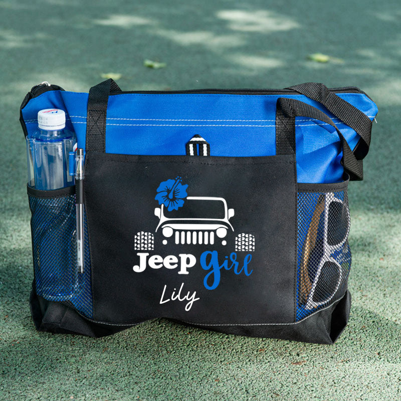 Flower Tote Bag, Jeep girl Personalized Tote Bag, Custom Tote Bag