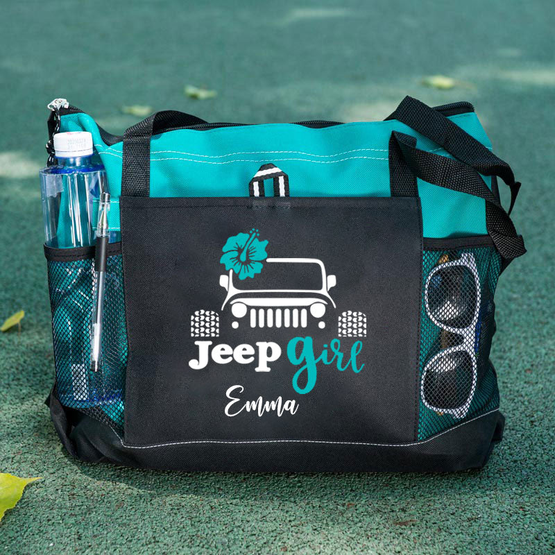 Flower Tote Bag, Jeep girl Personalized Tote Bag, Custom Tote Bag