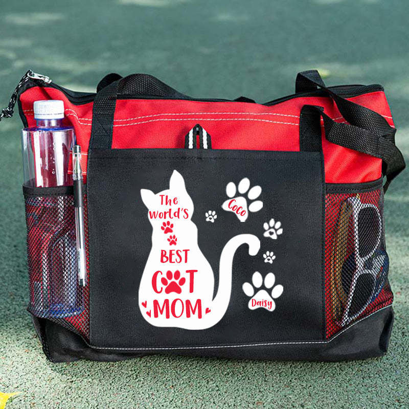 The World's Best Cat Mom Tote Bag, Personalized Tote Bag, Custom Tote Bag