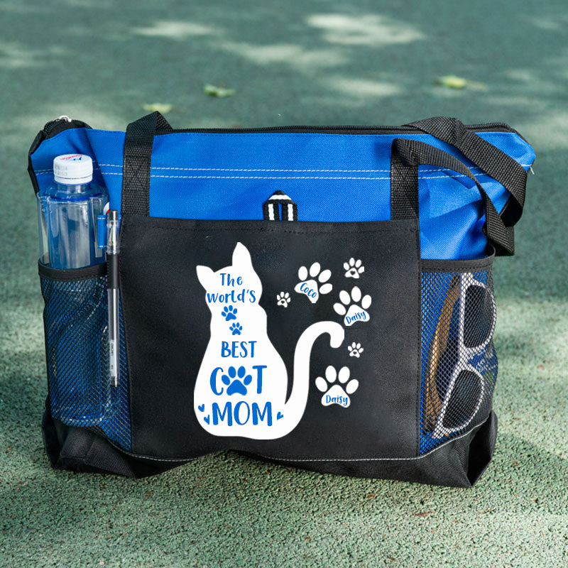 The World's Best Cat Mom Tote Bag, Personalized Tote Bag, Custom Tote Bag