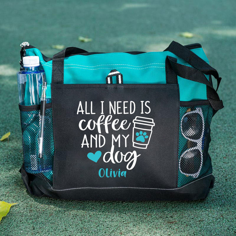 All I Need Is Coffee and My Dog Tote Bag, Personalized Tote Bag, Custom Tote Bag