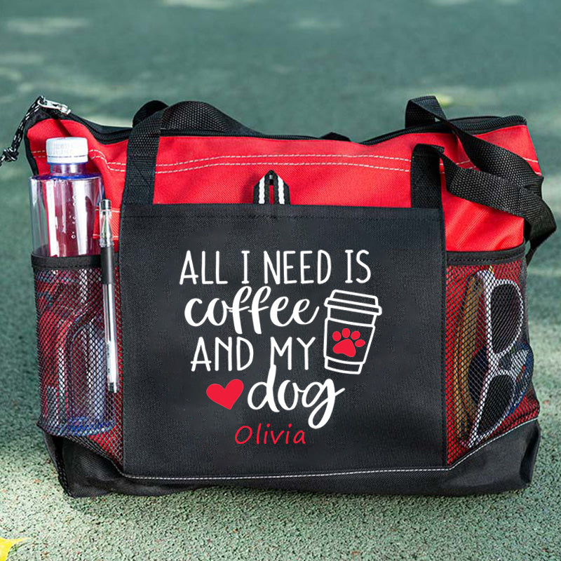 All I Need Is Coffee and My Dog Tote Bag, Personalized Tote Bag, Custom Tote Bag