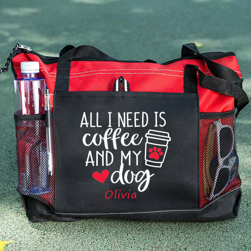 All I Need Is Coffee and My Dog Tote Bag, Personalized Tote Bag, Custom Tote Bag