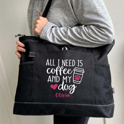 All I Need Is Coffee and My Dog Tote Bag, Personalized Tote Bag, Custom Tote Bag