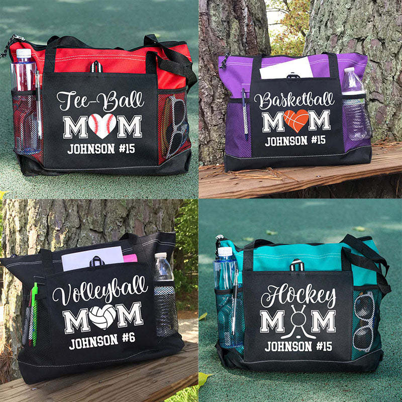 Personalized Ball Mom Tote Bag , Sports Bag