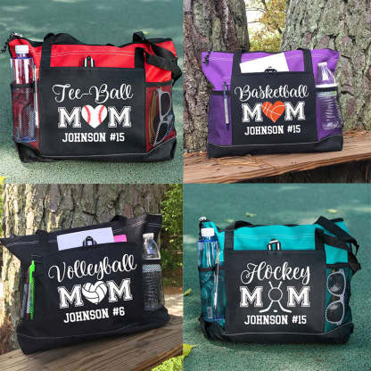 Personalized Ball Mom Tote Bag , Sports Bag