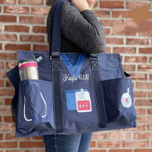 Nurse Canvas Tote Bag Embroidery Tote Bag for Nurses