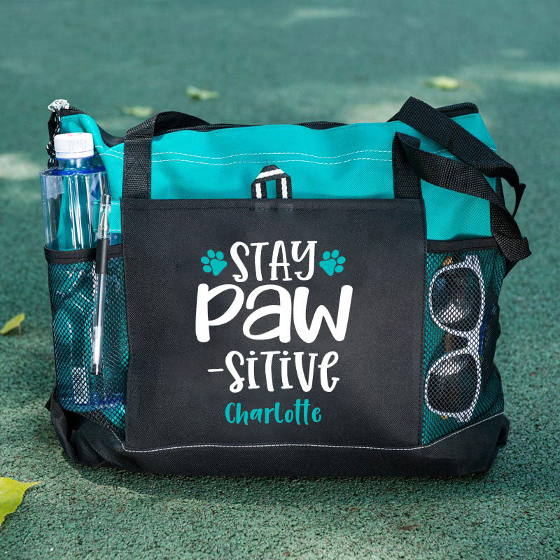 Stay Pawsitive Tote Bag, Personalized Tote Bag, Custom Tote Bag