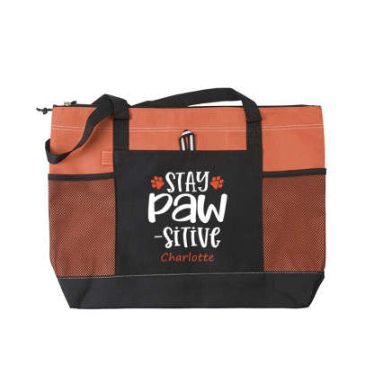 Stay Pawsitive Tote Bag, Personalized Tote Bag, Custom Tote Bag