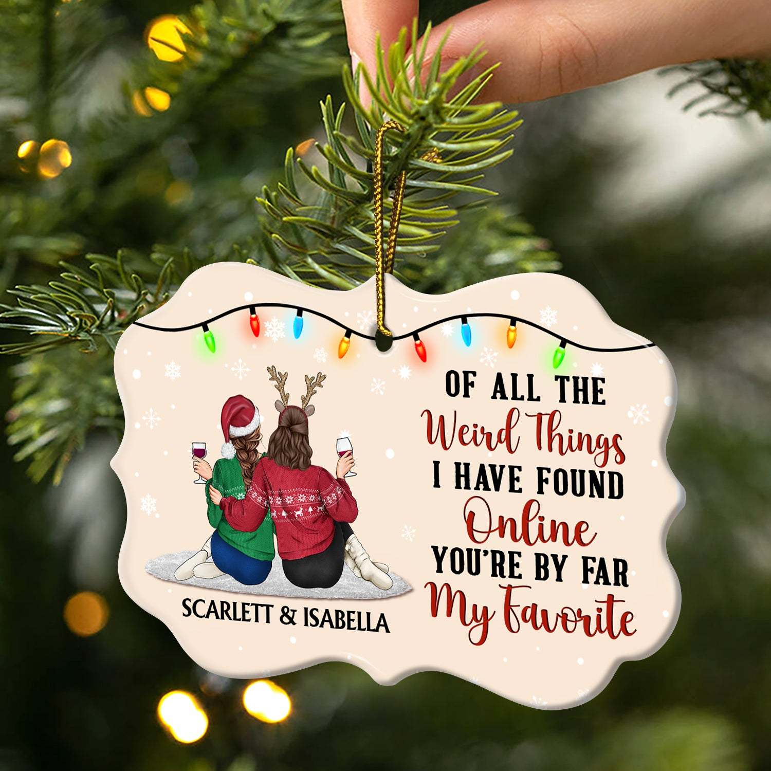 Of All The Weird Things - Christmas Gift For Couples, Husband, Wife - Personalized Medallion Ceramic Ornament