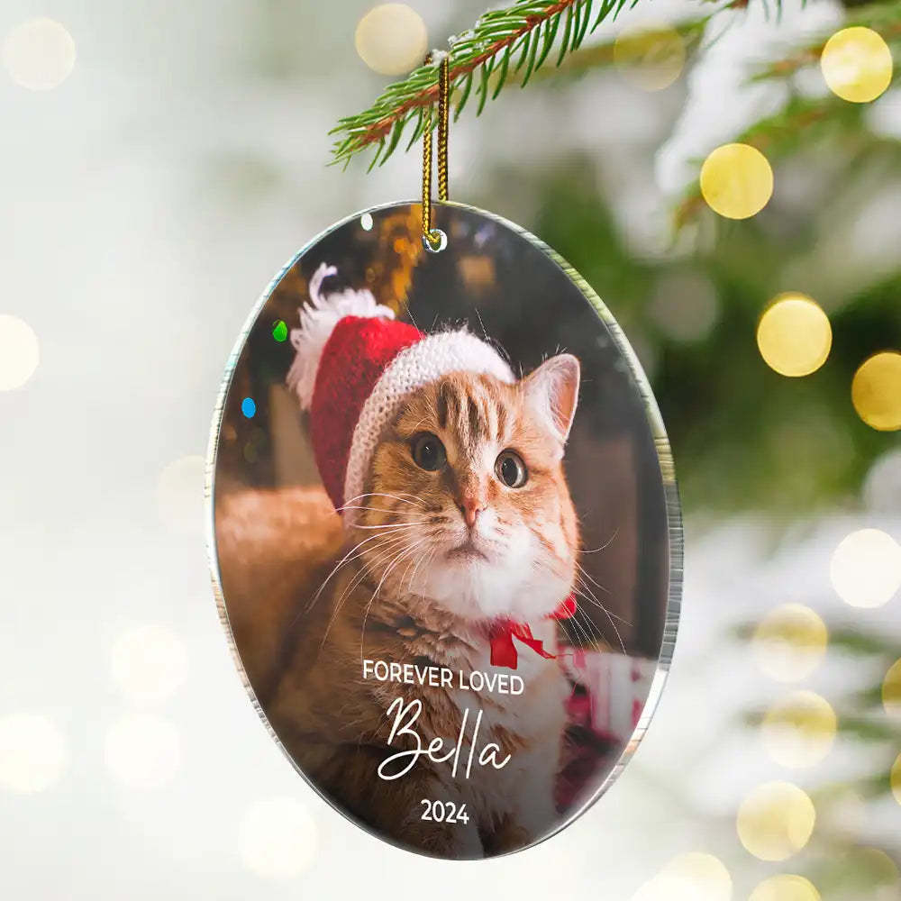  Custom Photo Forever Loved Memorial Dog Cat Pet - Personalized Circle Acrylic Ornament