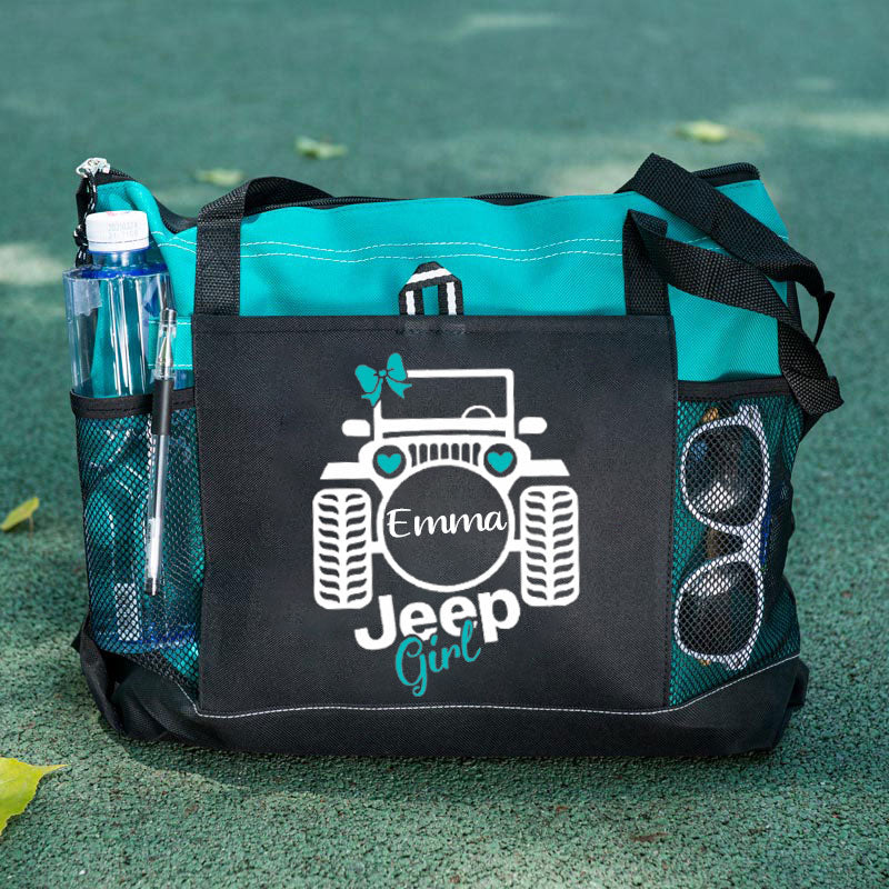 Jeep Girl with Bow Tote Bag, Personalized Tote Bag, Custom Tote Bag
