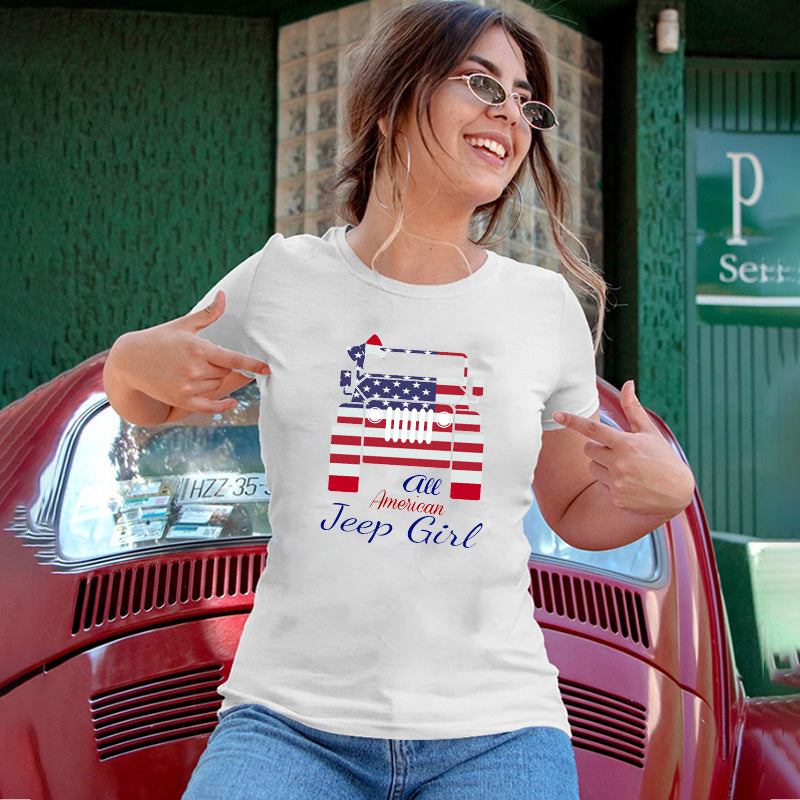 American Jeep Girl T-Shirt, Jeep Girl T-Shirt, American Flag Shirt