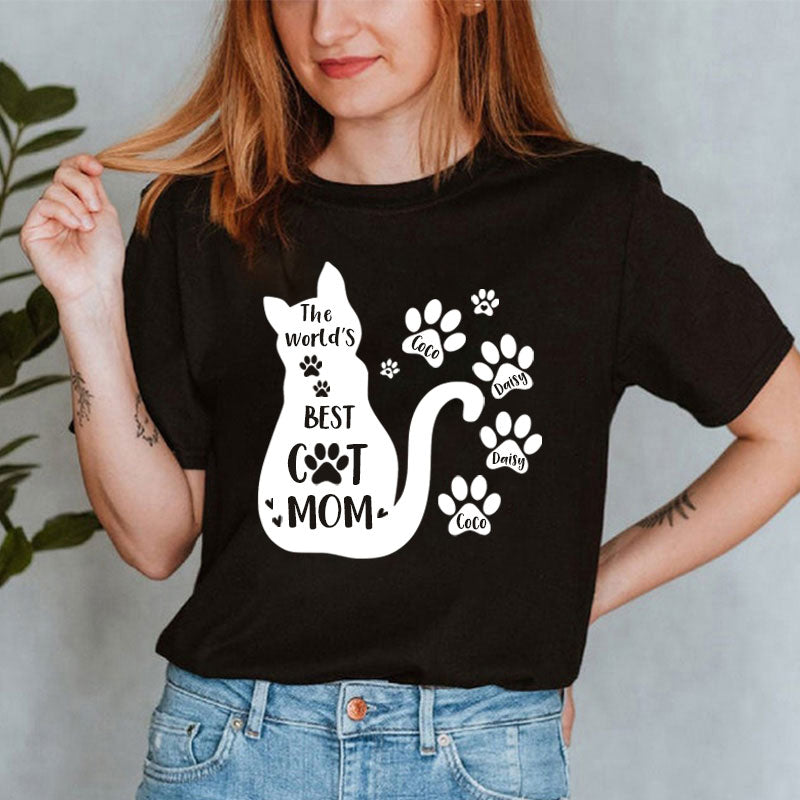 The World's Best Cat Mom T-Shirt, Personalized Cat T-Shirt
