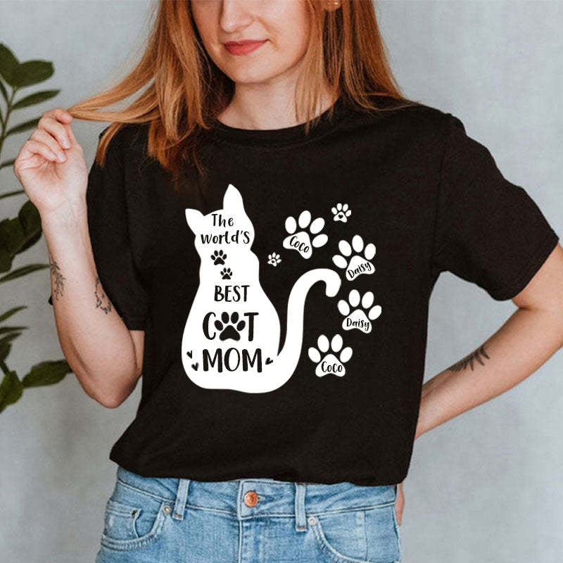 The World's Best Cat Mom T-Shirt, Personalized Cat T-Shirt