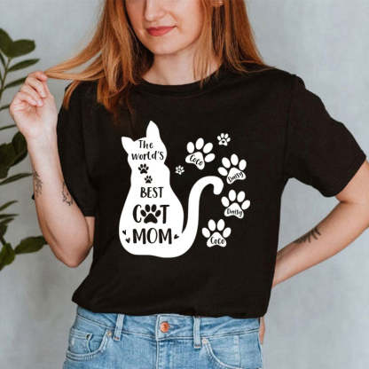 The World's Best Cat Mom T-Shirt, Personalized Cat T-Shirt