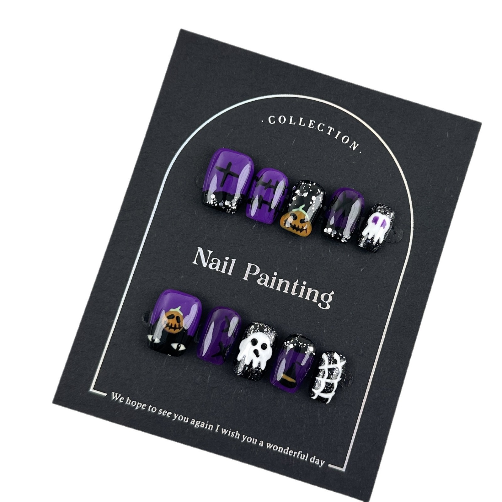 Handmade Halloween Press-On Nail Tips-yw025