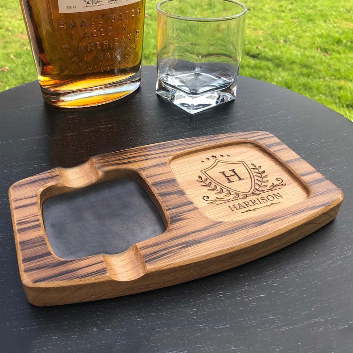 Toasted White Oak Whisky & Cigar Tray/ Groomsmen Gift