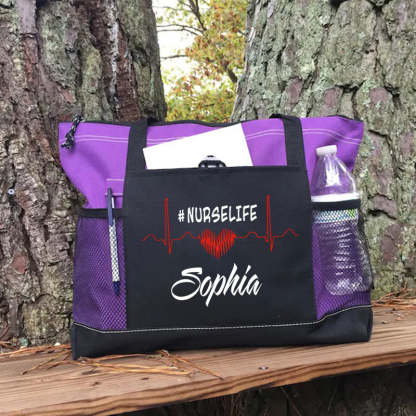 Custom Nurse Life Bag, Personalized Nurse Tote Bag with Zipper, Nursing tote bags