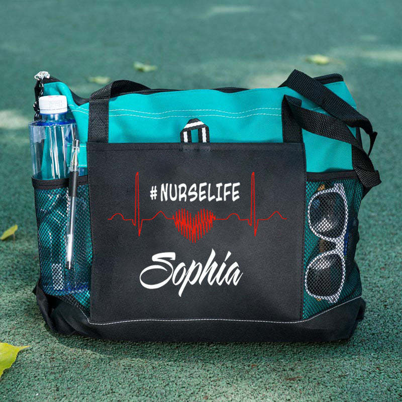 Custom Nurse Life Bag, Personalized Nurse Tote Bag with Zipper, Nursing tote bags