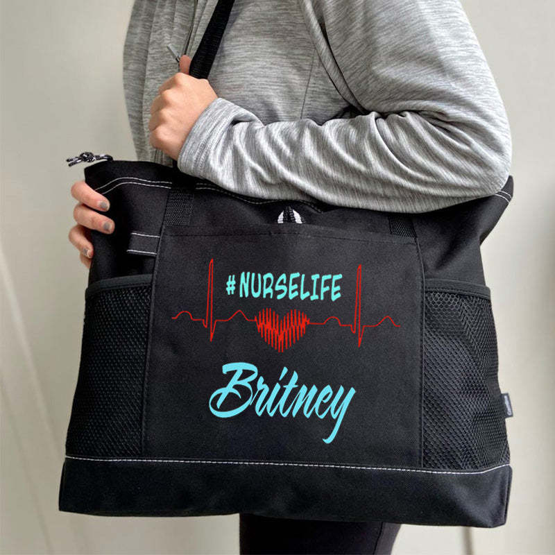 Custom Nurse Life Bag, Personalized Nurse Tote Bag with Zipper, Nursing tote bags