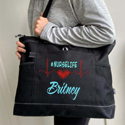 Custom Nurse Life Bag, Personalized Nurse Tote Bag with Zipper, Nursing tote bags