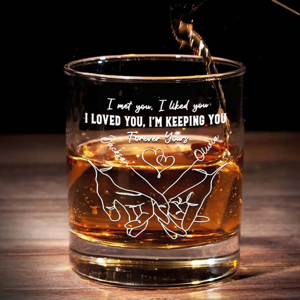 Love Is The Flower - Couple Personalized Custom Whiskey Glass