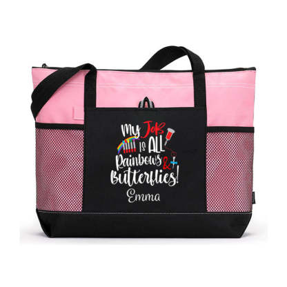 Personalized Rainbows and Butterflies Tech Tote Bag, gift for Medical Lab Technician, LT, MLT, Lab Tech Appreciation