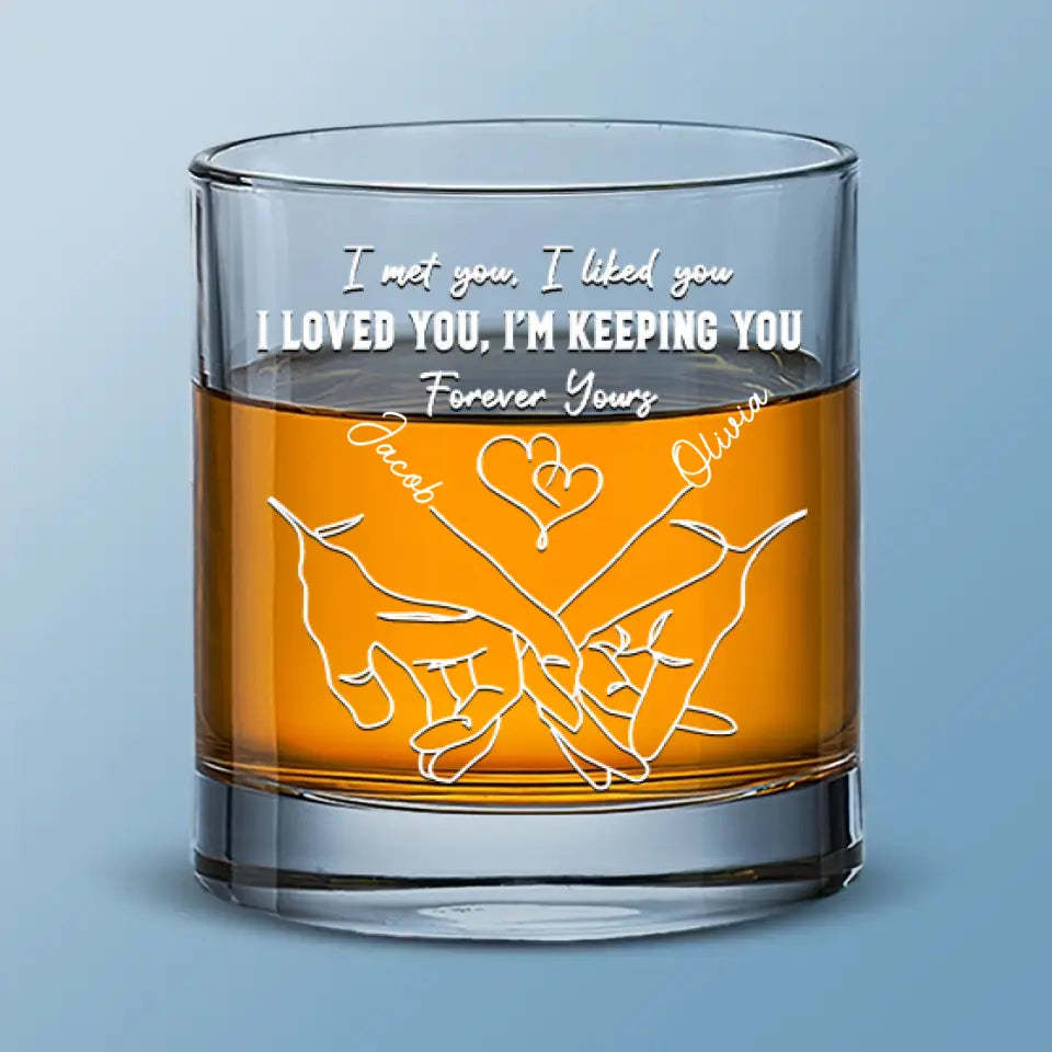 Love Is The Flower - Couple Personalized Custom Whiskey Glass