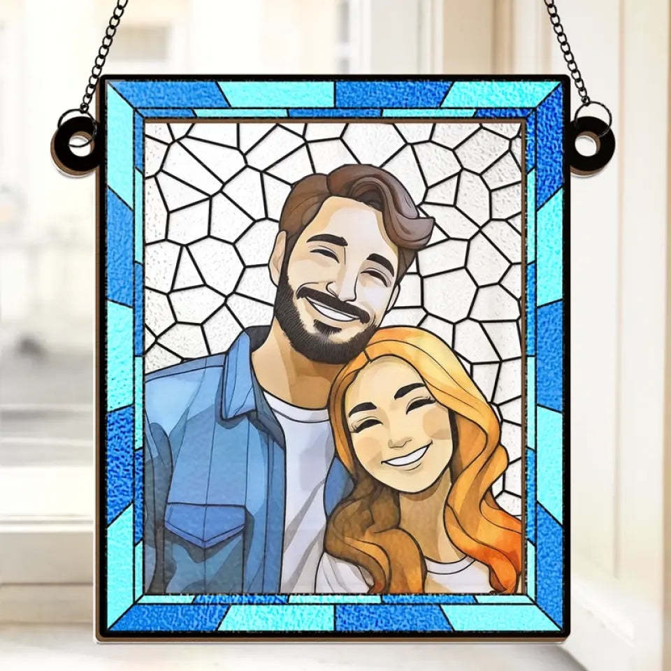 Custom Photo Couple Personalized Window Hanging Suncatcher - Gift For Anniversary