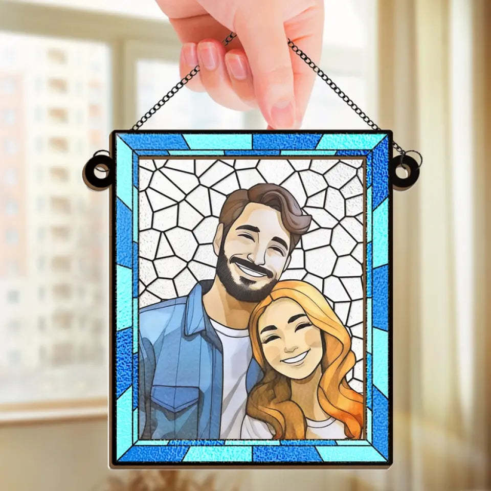 Custom Photo Couple Personalized Window Hanging Suncatcher - Gift For Anniversary