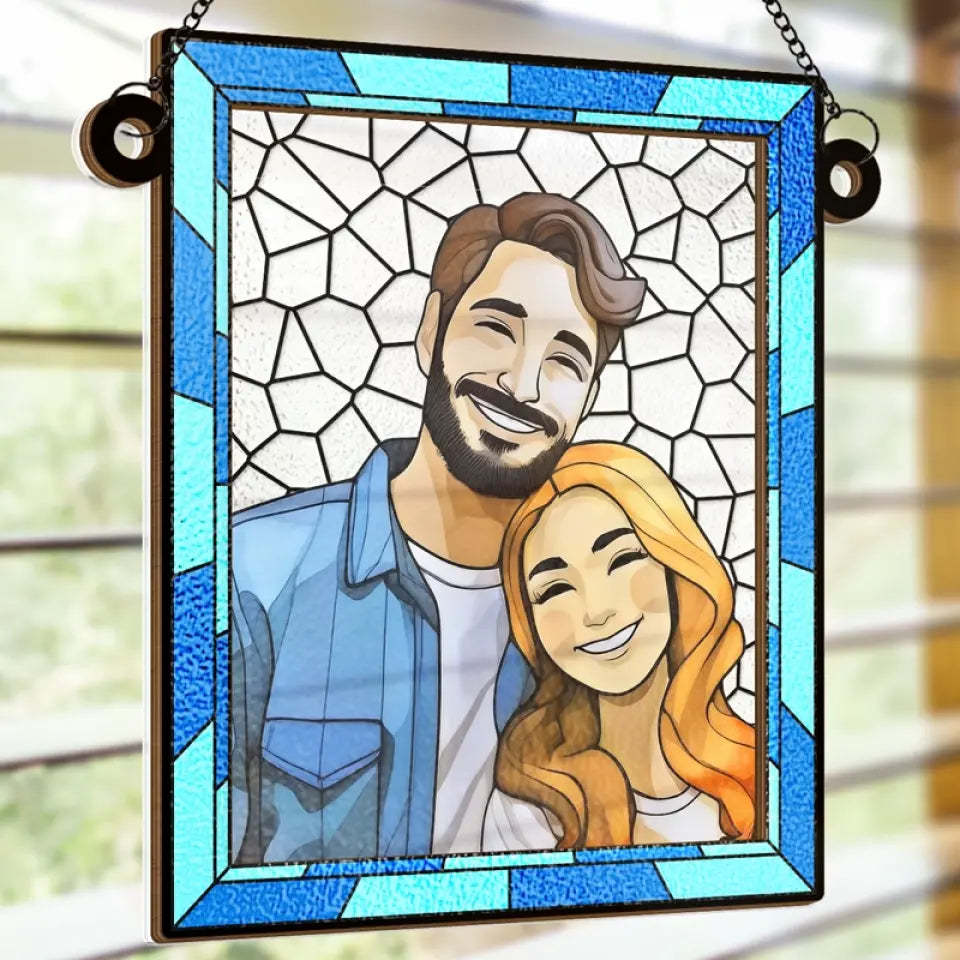 Custom Photo Couple Personalized Window Hanging Suncatcher - Gift For Anniversary