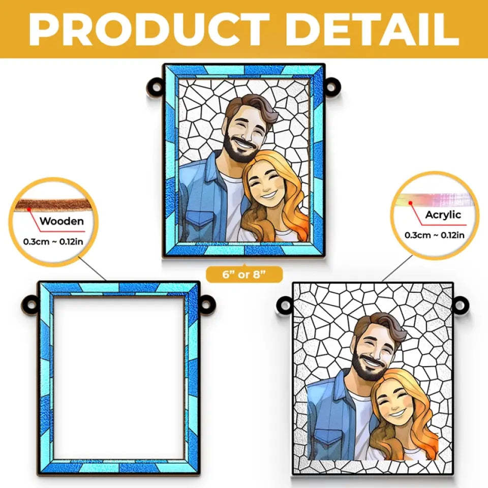 Custom Photo Couple Personalized Window Hanging Suncatcher - Gift For Anniversary