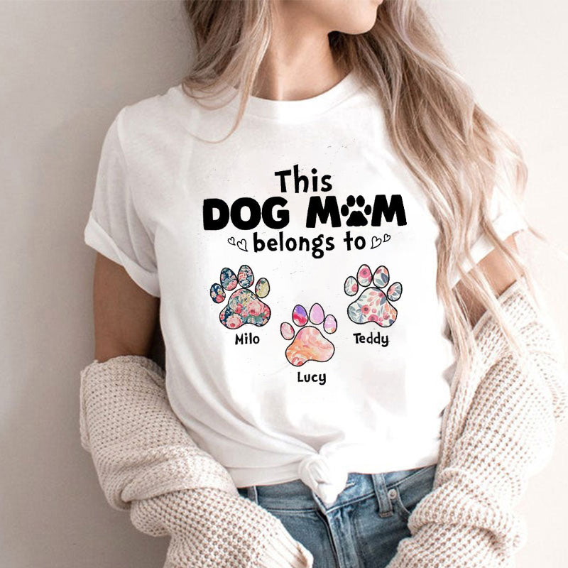 This Dog Mom Belongs to T-Shirt, Personalized Dog Mom T-Shirt