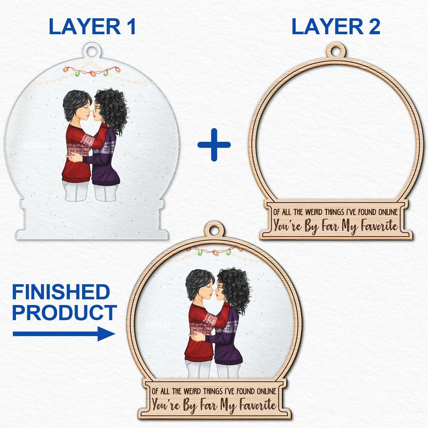 Christmas Couple 2-Layered Mix Ornament - You Are By Far My Favorite