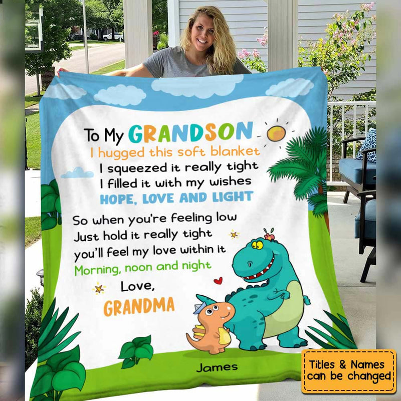 Personalized Dinosaur Grandson Granddaughter Blanket - Birthday Gift