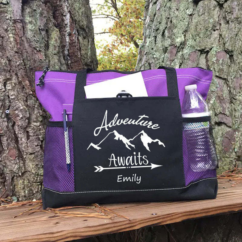Adventure Awaits Tote Bag - Outdoorsy Gift, Handbag, Explore, Hike, Adventure Travel Tote